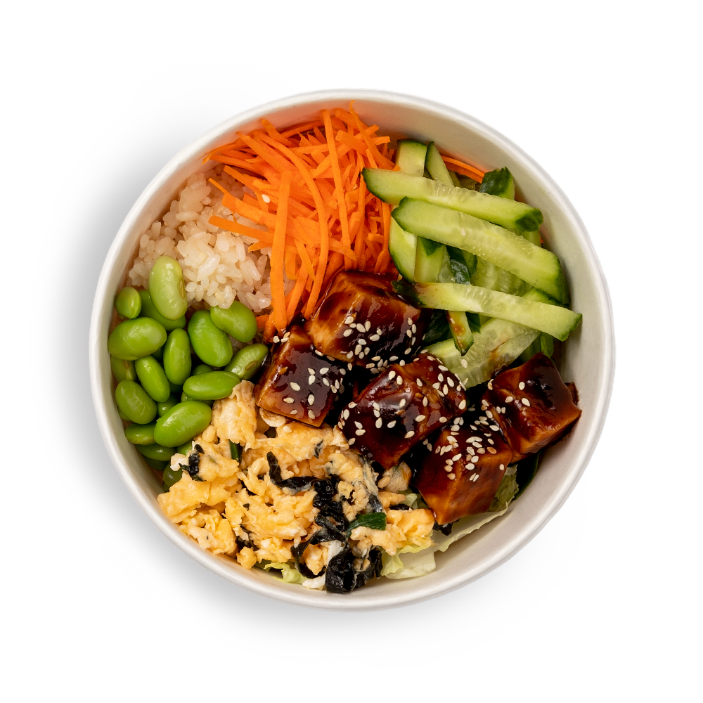 Боул с цыпленком терияки и омлетом