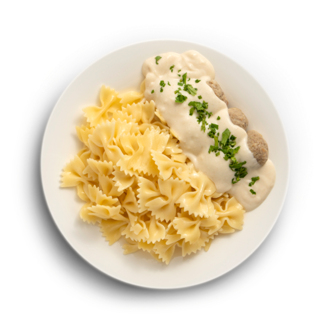 Шведские фрикадельки с фарфалле