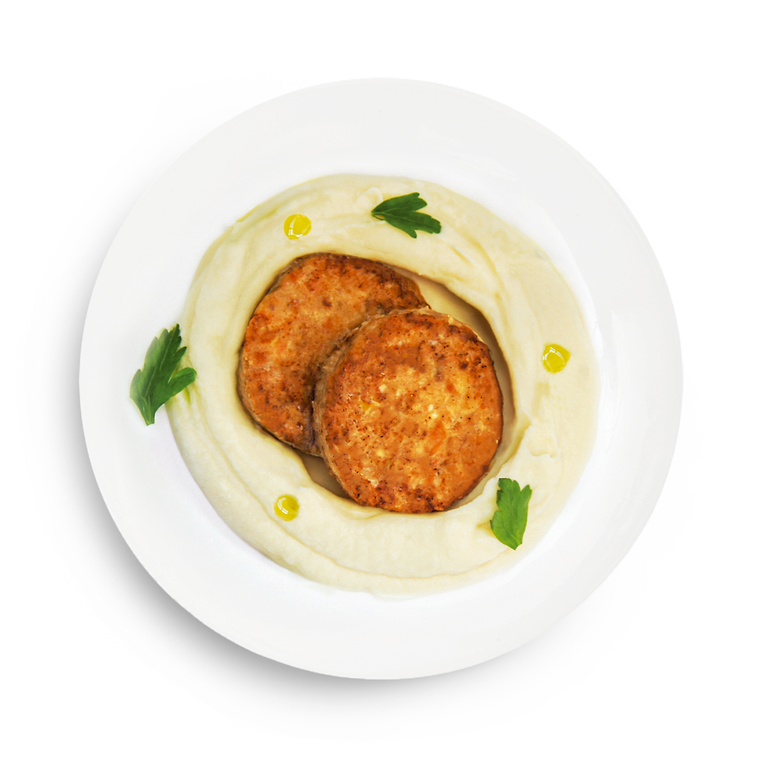 Рыбные кето-котлеты с пюре из цветной капусты