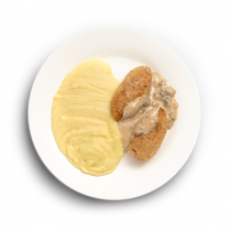 Котлетки из цыпленка с картофельным пюре и грибным соусом