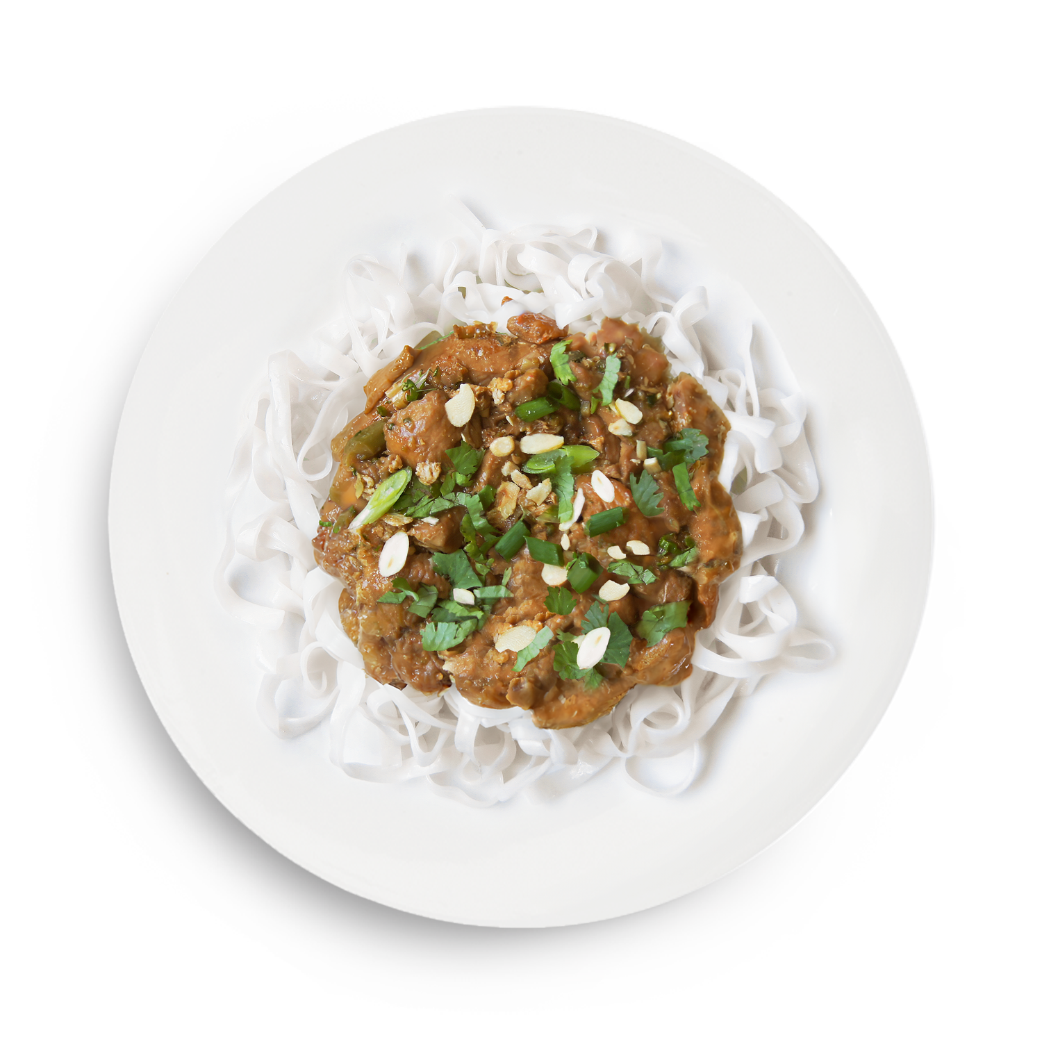 Цыпленок с брокколи и рисовой лапшой