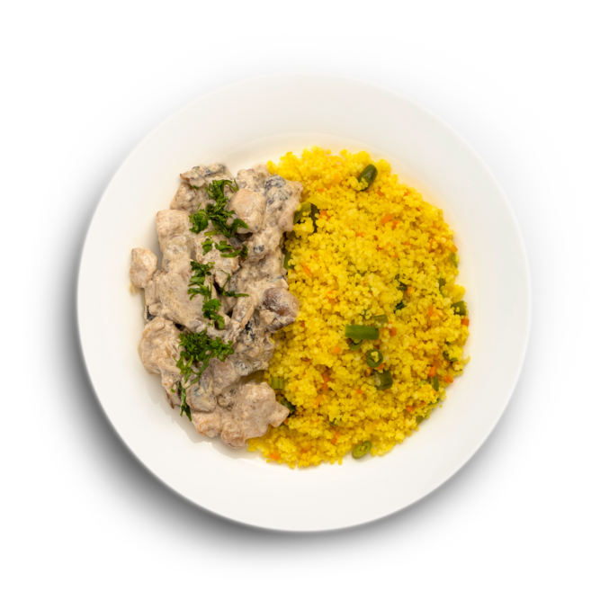 Фрикасе из индейки с овощами и кус-кусом