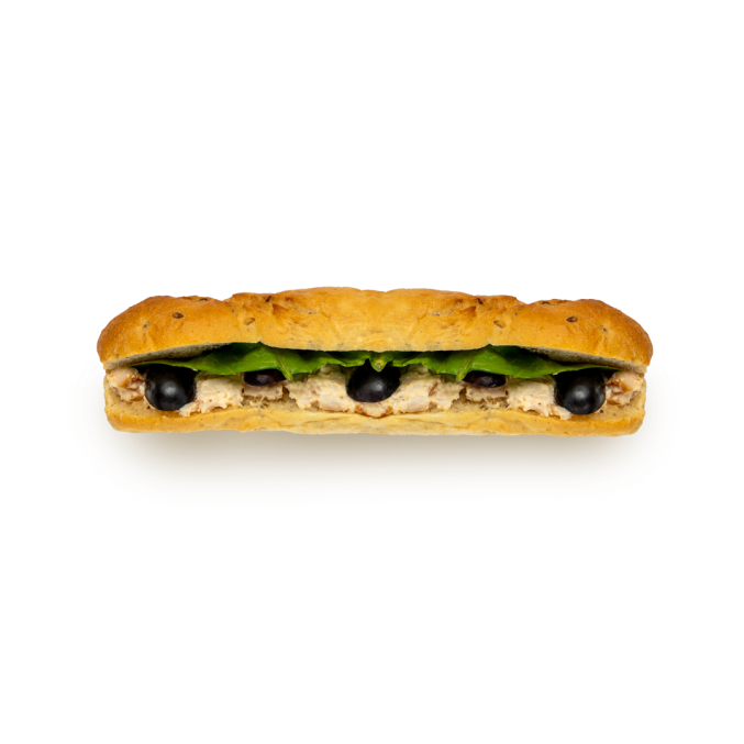 Багет с цыпленком и виноградом