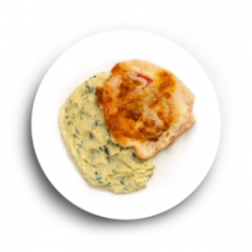 Цыпленок по-французски с картофелем и шпинатом