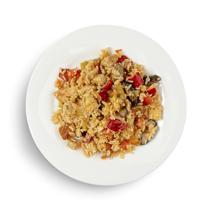 Жасминовый рис с омлетом и цыпленком