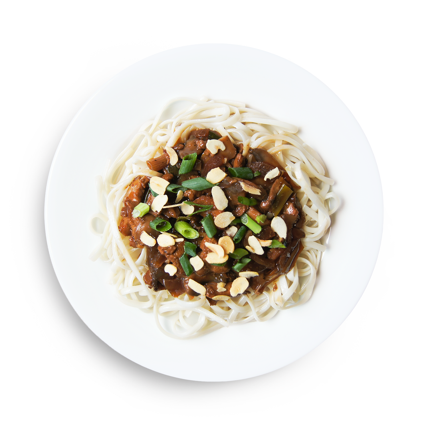 Удон с цыпленком с грибами в соусе Хойсин