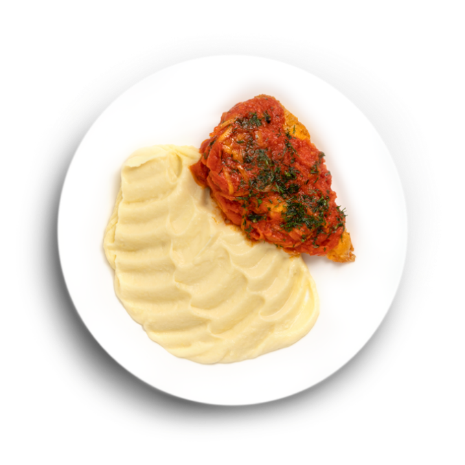 Рыба под маринадом с картофельным пюре