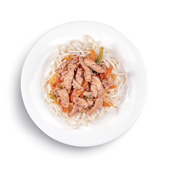 Удон с индейкой и овощами