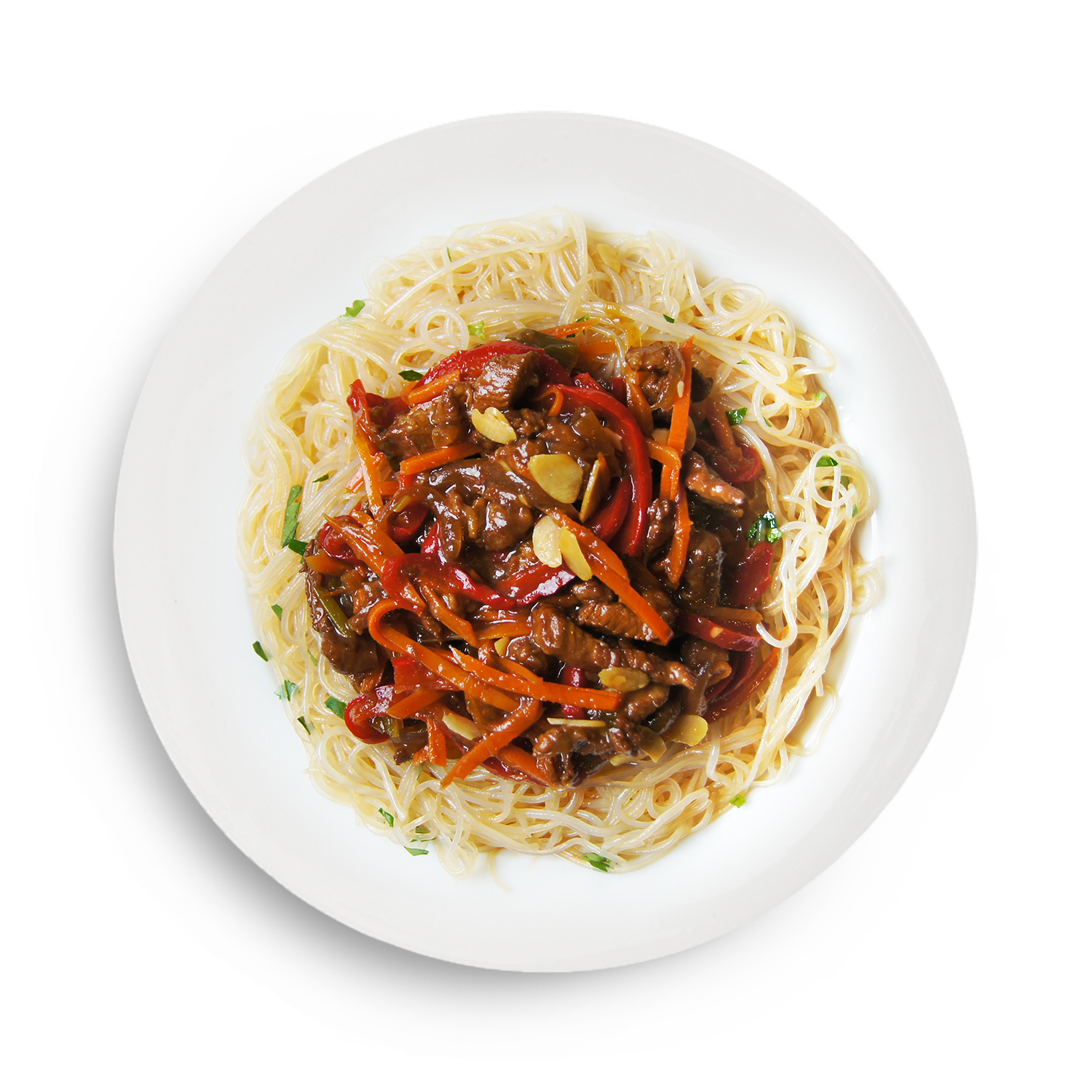 Индейка в соусе терияки с фунчозой