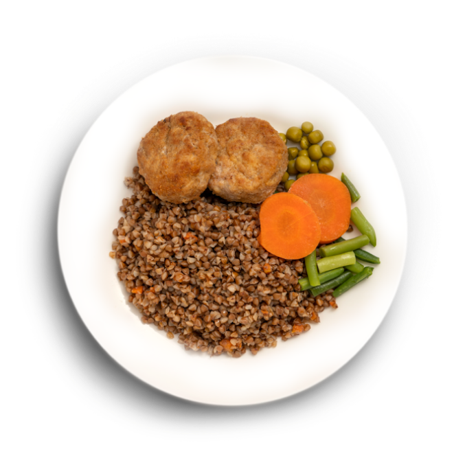 Биточки по-белорусски с гречкой и овощами